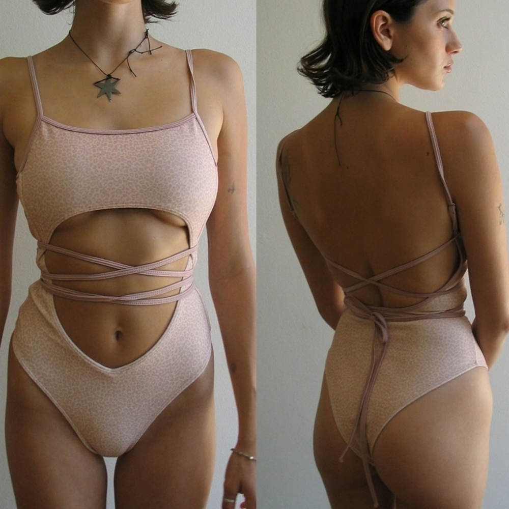 New!Frankie's Bikinis Alice Terry Wrap One Piece Swimsuit